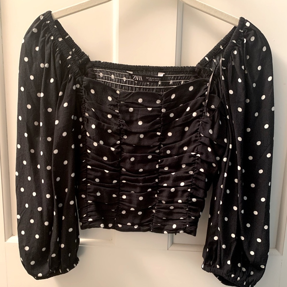 Zara black & white polka dot top